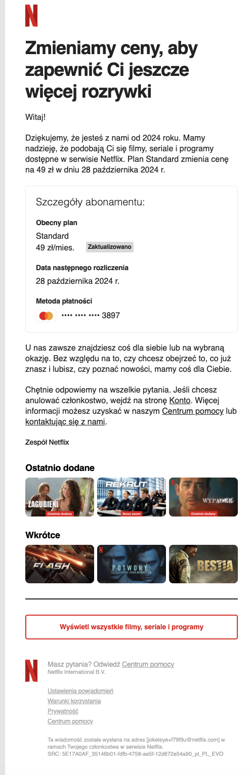 Netflix podniósł ceny pakietów w Polsce 