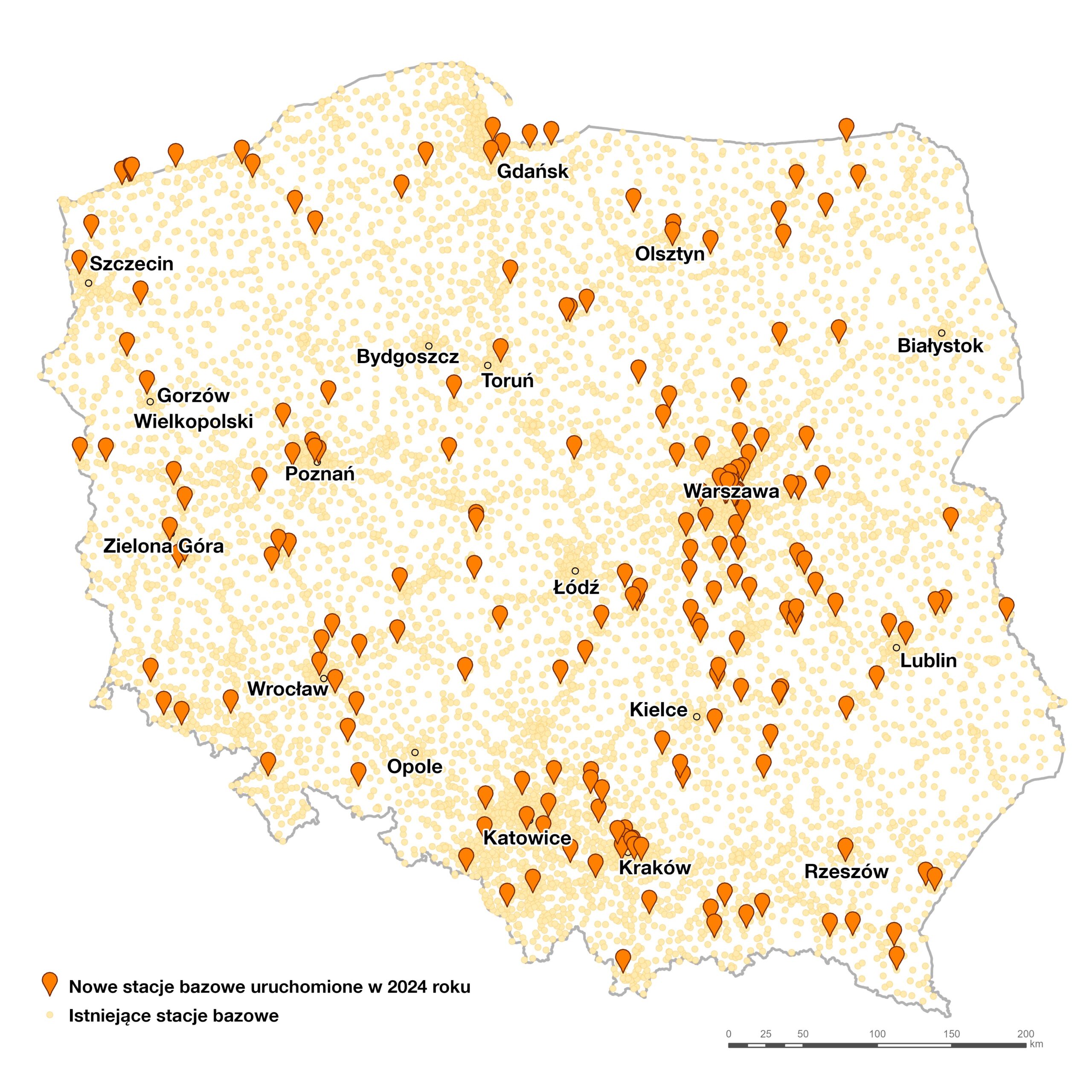 W 2024 r. Orange wybudował blisko 200 nowych stacji bazowych