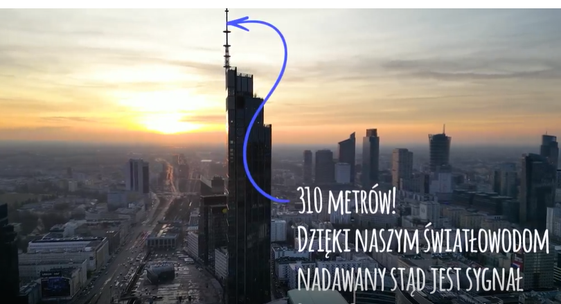 Światłowód Supermedia na szczycie Varso Tower