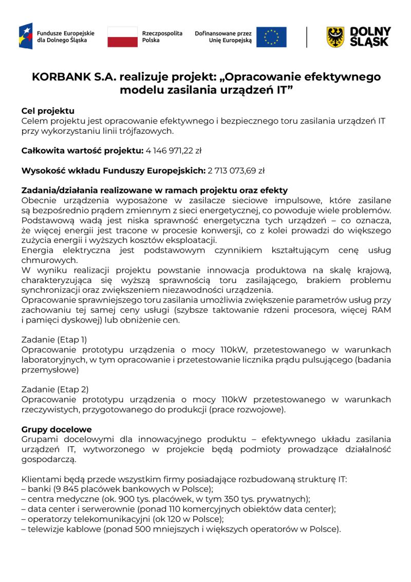 Korbank dostał wsparcie na innowacyjny projekt