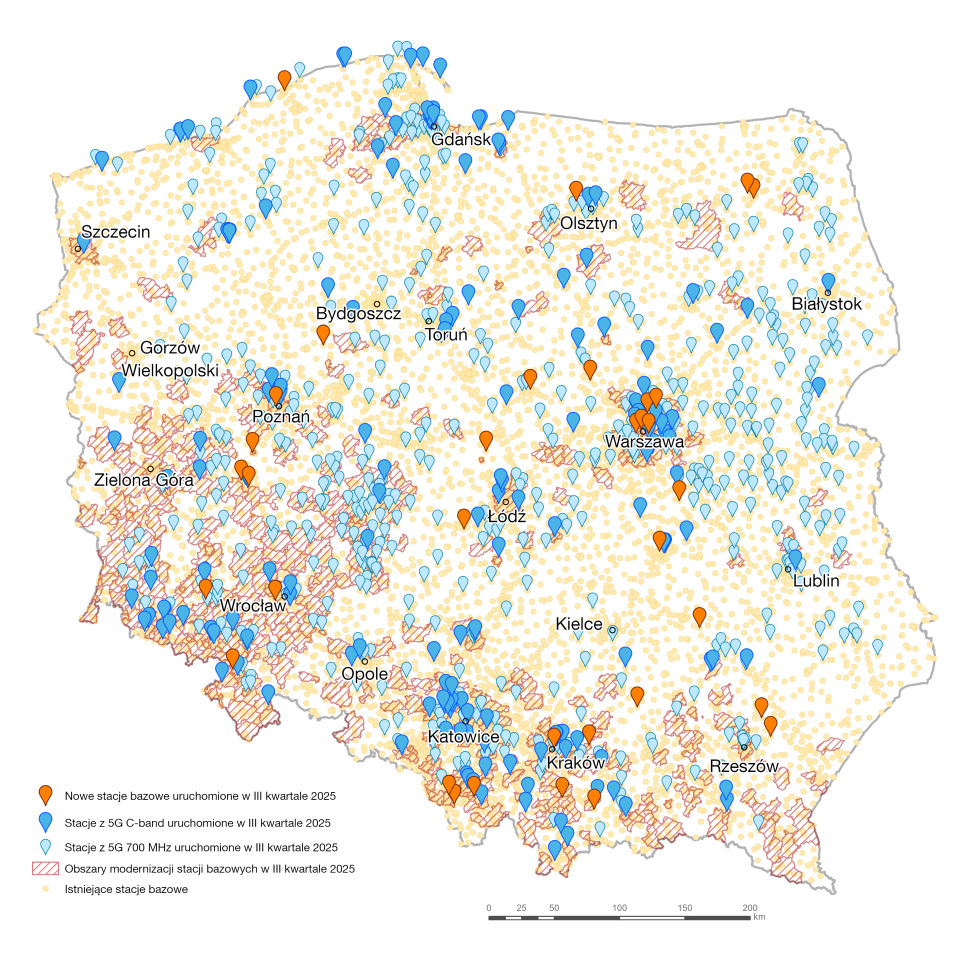 34 nowe stacje bazowe  Orange Polska  w 3. kwartale