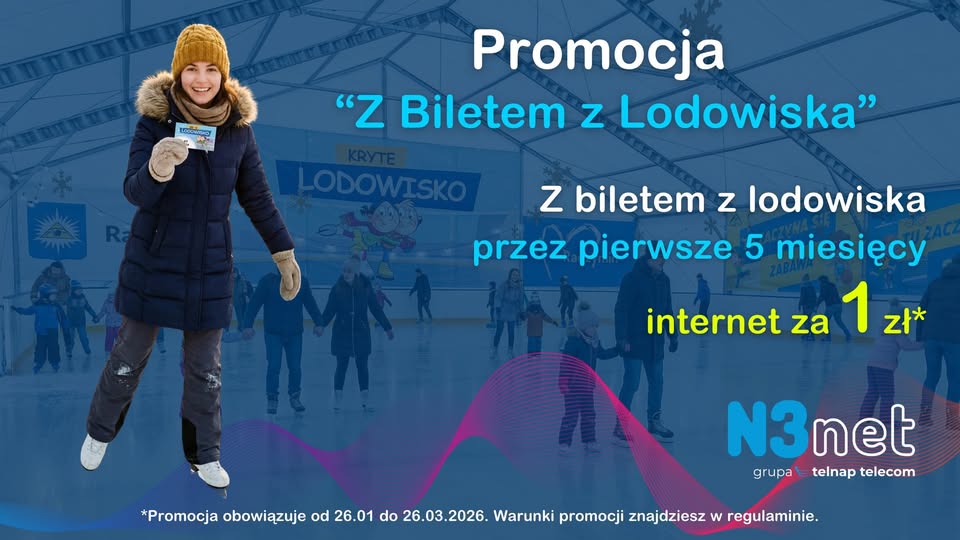 Nietypowa promocja N3net: internet za 1 zł przez 5 miesięcy za bilet z lodowiska w Radzyminie