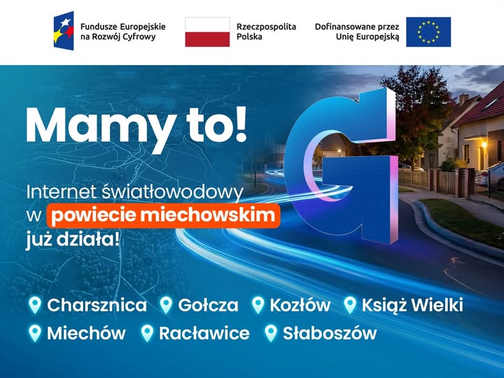 Pierwsze gminy w powiecie Miechowskim ze światłowodem z FERC od Gigainternet