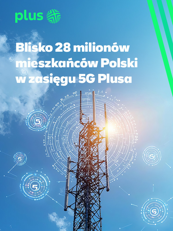 Plus: nasze 5G obejmuje niemal 75 proc.  populacji kraju