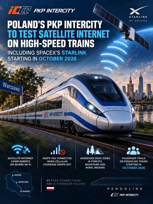 PKP Intercity planuje uruchomienie internetu satelitarnego w Pendolino w latach 2028-2029